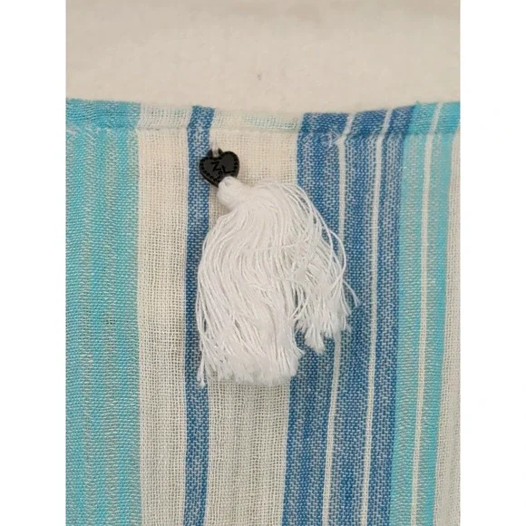 Z&L Swim Cover Up Maxi Dress Women S Blue White Tassel Tie Beach Resort Vacation - Picture 8 of 12